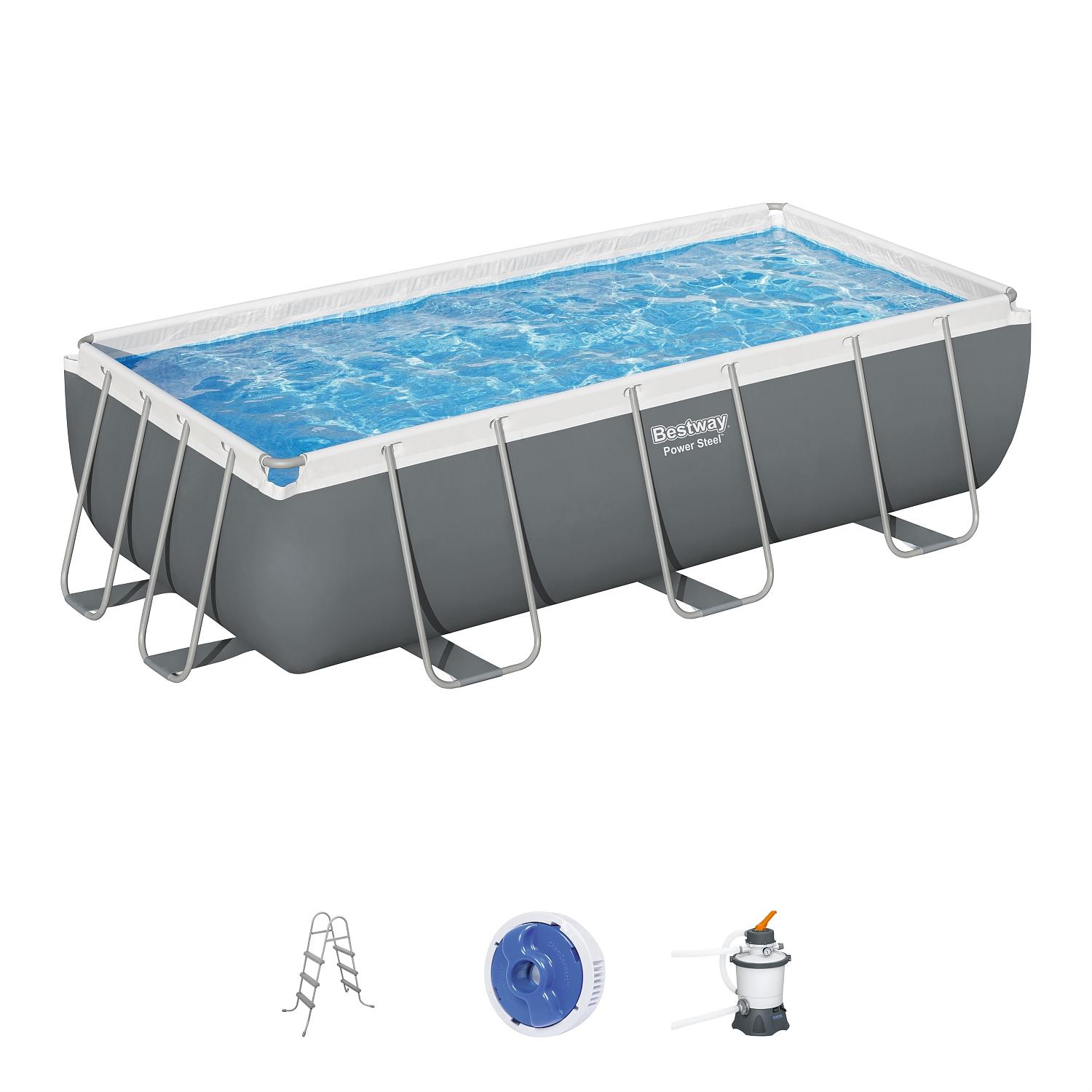 Каркасный бассейн Bestway 56442 BW, Power Steel 404х201х100см, 6478л, песочный фильтр-насос, лестница, попл.-дозатор фото 2